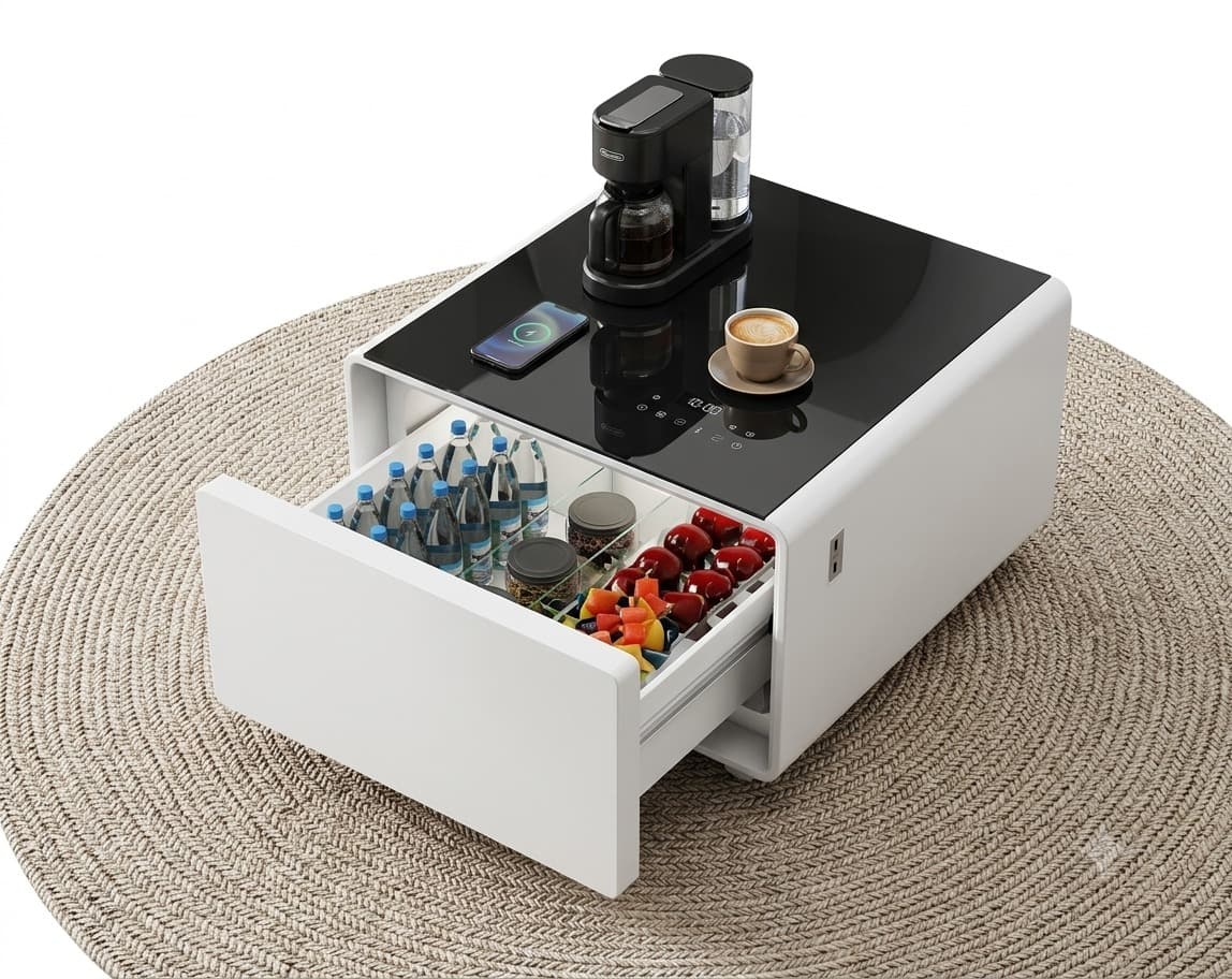 Mini Fridge Smart Coffe Table With Wirless Charger