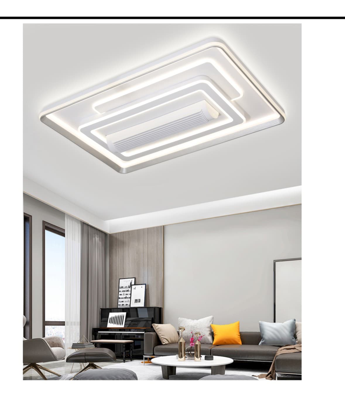 Rectangular Smart Light (bluetooth speaker, 3 Color light, 6 Speed fan with voice recognition and remote control)