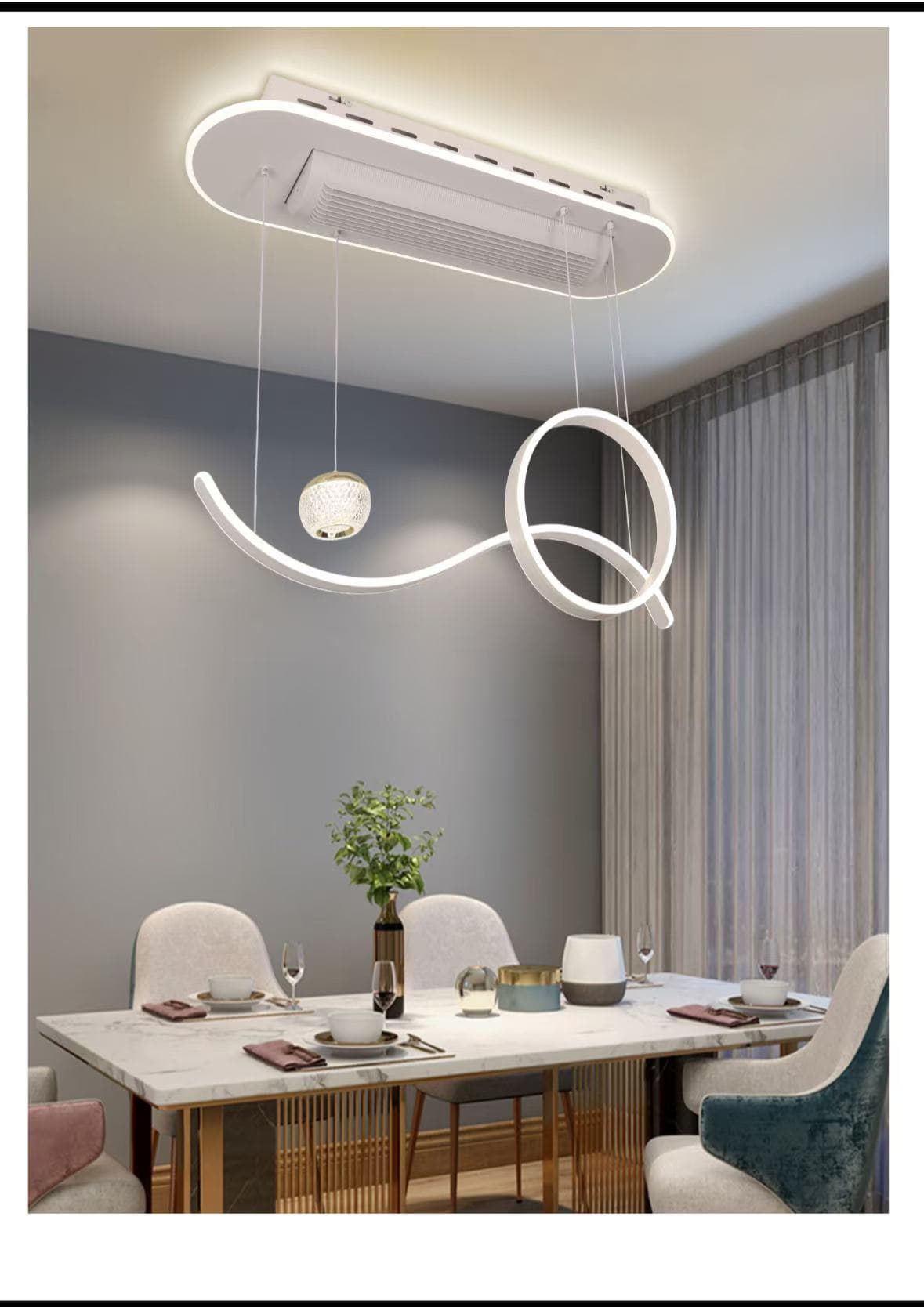 Chandelier Smart Light (3 Color light, 6 Speed fan with voice recognition and remote control)